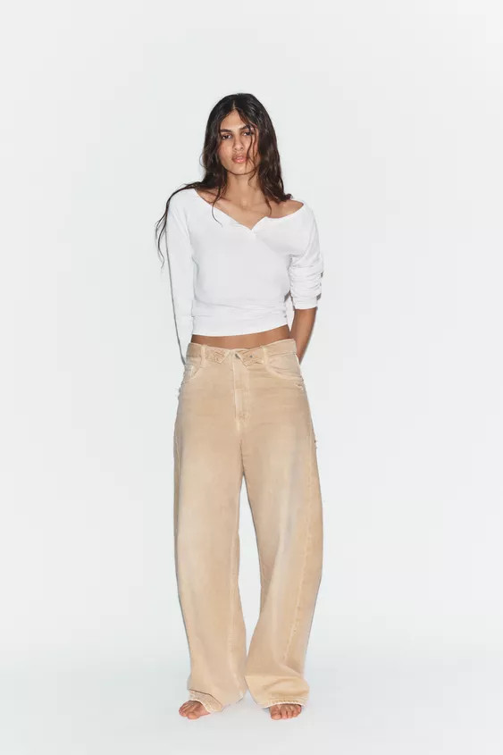 TRF MID-RISE FOLDED WAIST JEANS | Zara US