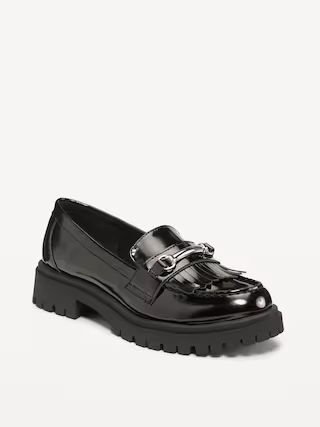 Faux Leather Chunky Heel Loafers | Old Navy (US)