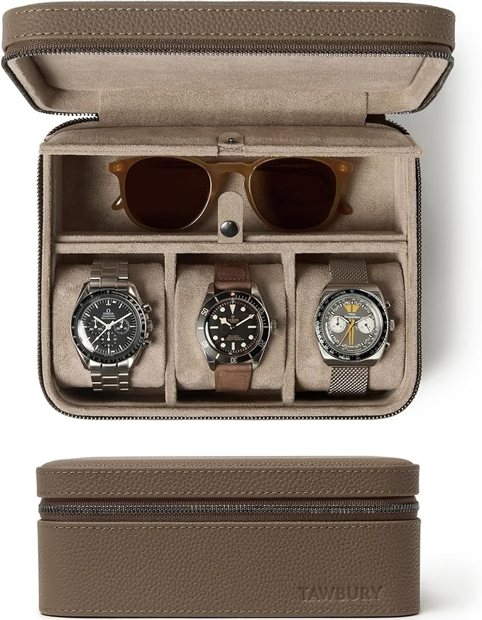 TAWBURY Watch Case - 3 Slot Portable Watch Storage Box for Home & Travel with Extra Wide Pillows ... | Amazon (US)