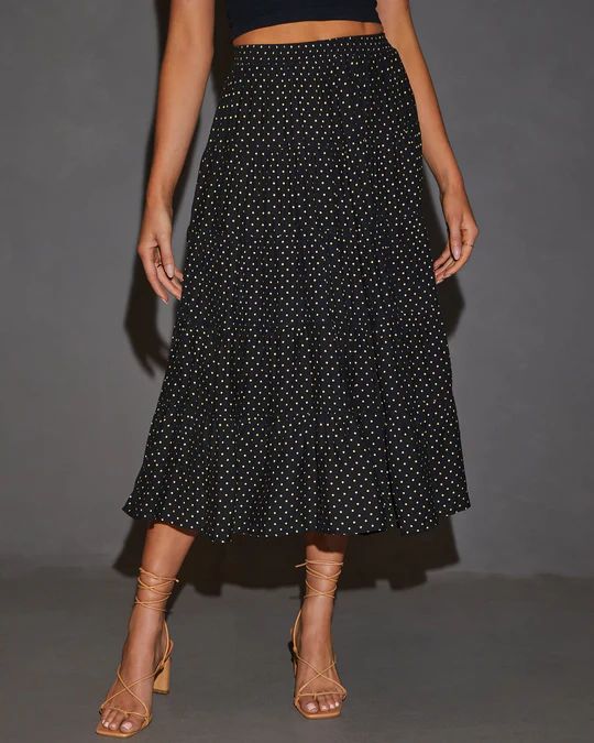 Quinley Tiered Polka Dot Midi Skirt | VICI Collection
