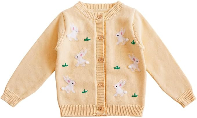 Baby Girls Knitted Cardigan Sweater Crewneck Knit Crochet Button Closure Cardigan Tops Coat Outwe... | Amazon (US)