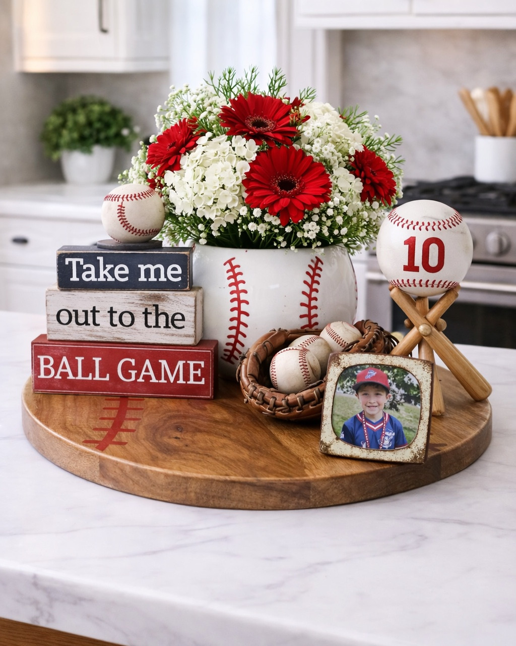 It’s baseball season! Let’s show your little man how much you love him and how excited you are for the season! #baseballdecor #baseball #kitchencenterpiece #baseballtray 

#LTKKids #LTKSeasonal #LTKHome