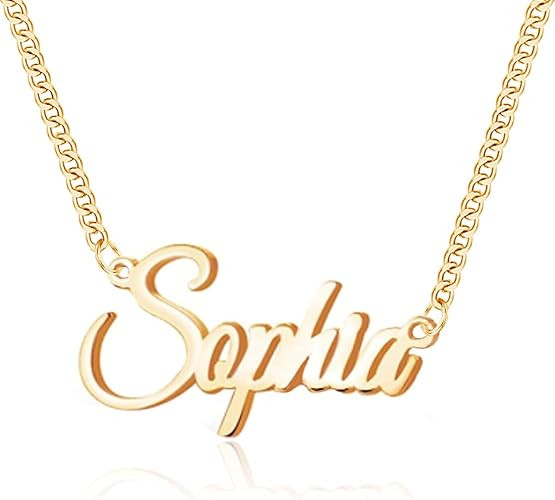 EVER2000 Custom Name Necklace, 18K Gold Plated Nameplate Personalized Jewelry Gift for Women | Amazon (US)