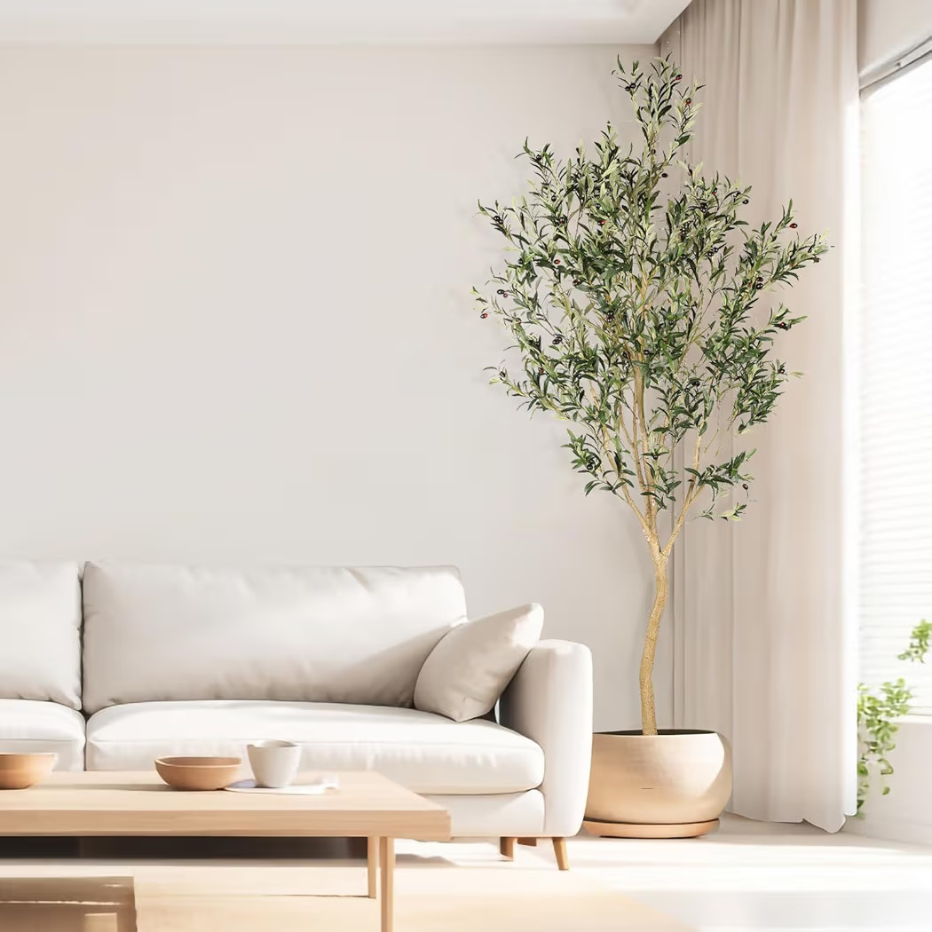 Realead 8ft Tall Faux Olive Tree - Realistic Large Silk Olive Tree Artificial Indoors - Fake Oliv... | Amazon (US)