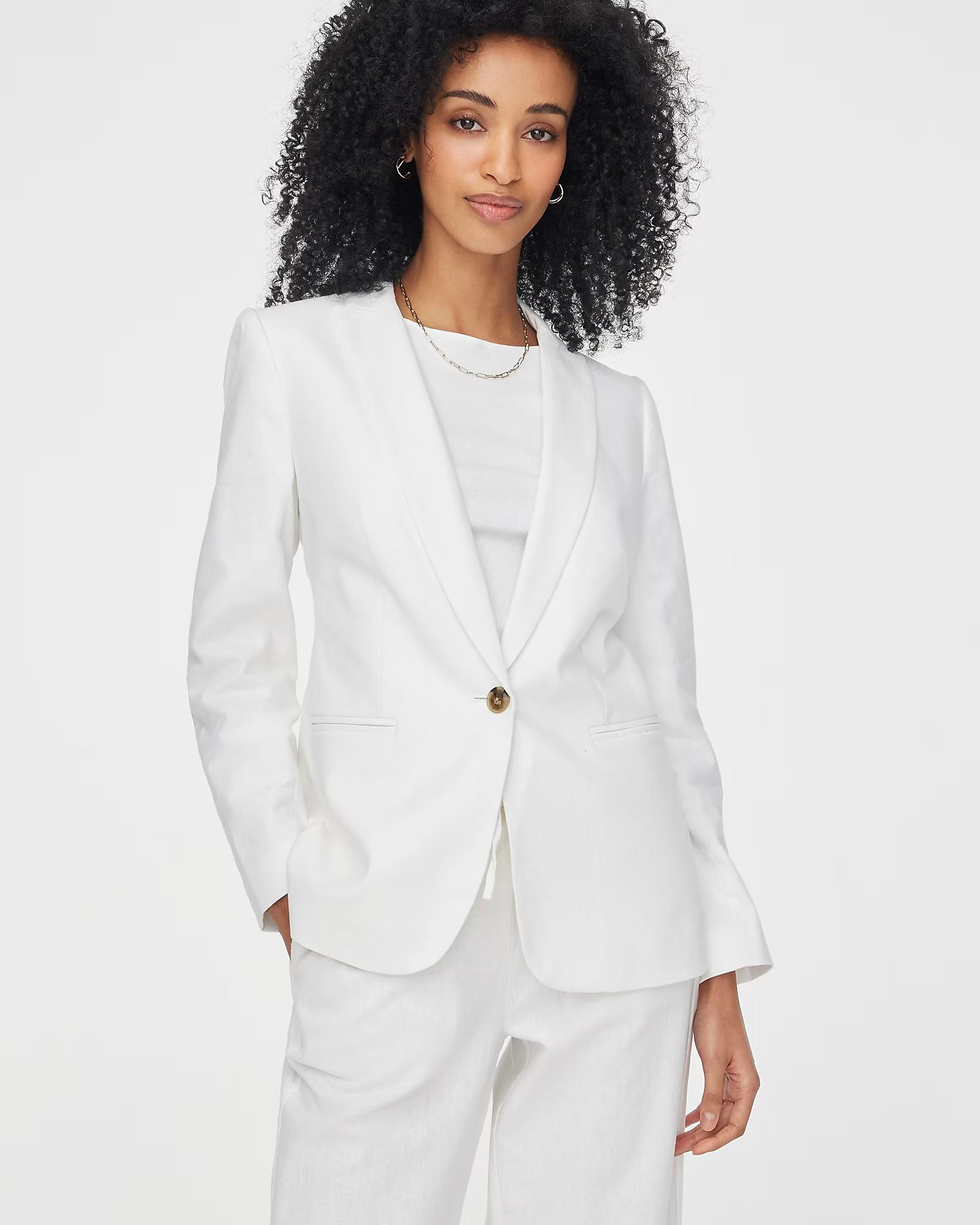 Linen-blend one-button blazer | J.Crew Factory