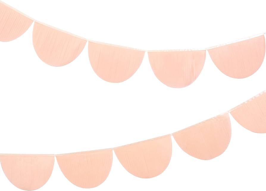 Meri Meri Peach Scallop Pennant Banner (Pack of 2), 13' Party Banner Including Excess Cord, Garla... | Amazon (US)