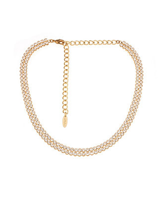Double Row Sparkle 18K Gold Plated Choker Necklace - Macy's | Macy's