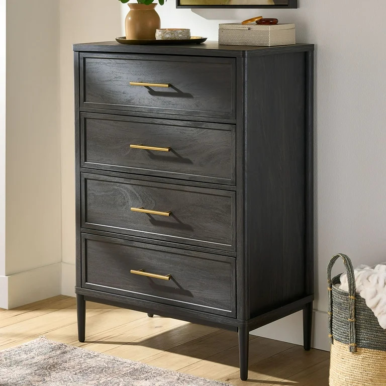 Better Homes & Gardens Oaklee 4 Drawer Dresser, Charcoal Finish | Walmart (US)