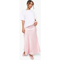 boohoo Women's Satin Midaxi Skirt in Light Pink | Size: 2 | boohoo (US & Canada)