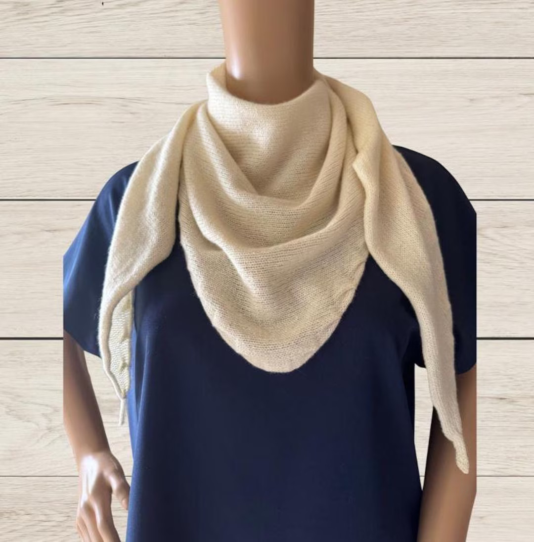 Triangle Scarf Knit Triangle Scarf Women Cashmere Merino Blend Shawl Baktus Scarf Triangle Head S... | Etsy (US)