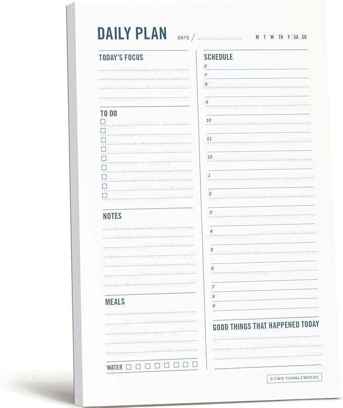 Daily Planner Notepad with Hourly Schedule - ADHD Planner, Time Block Planning Pad, Desktop To Do... | Amazon (US)