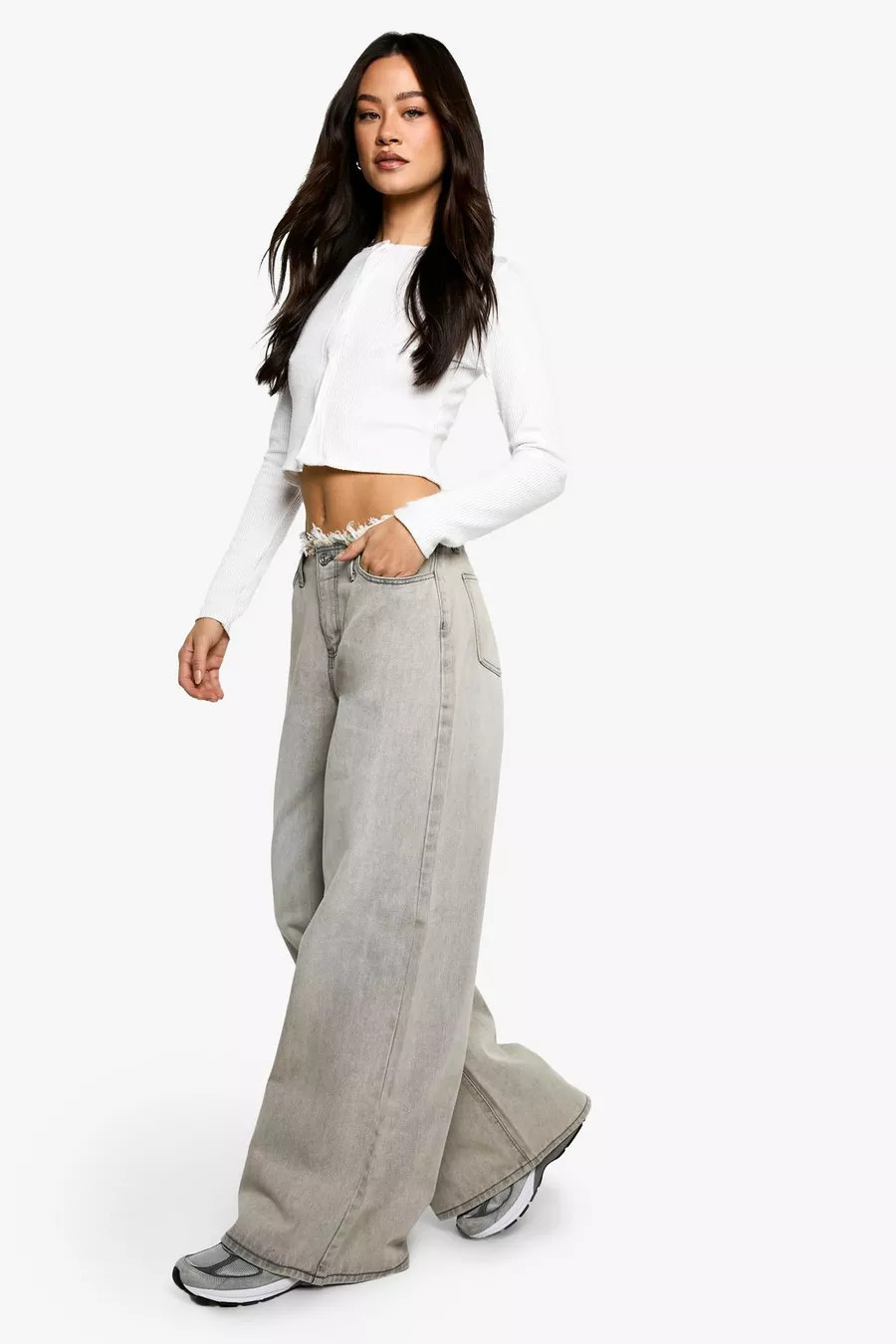 Tall Raw Waistband Wide Leg Jeans | Nasty Gal US