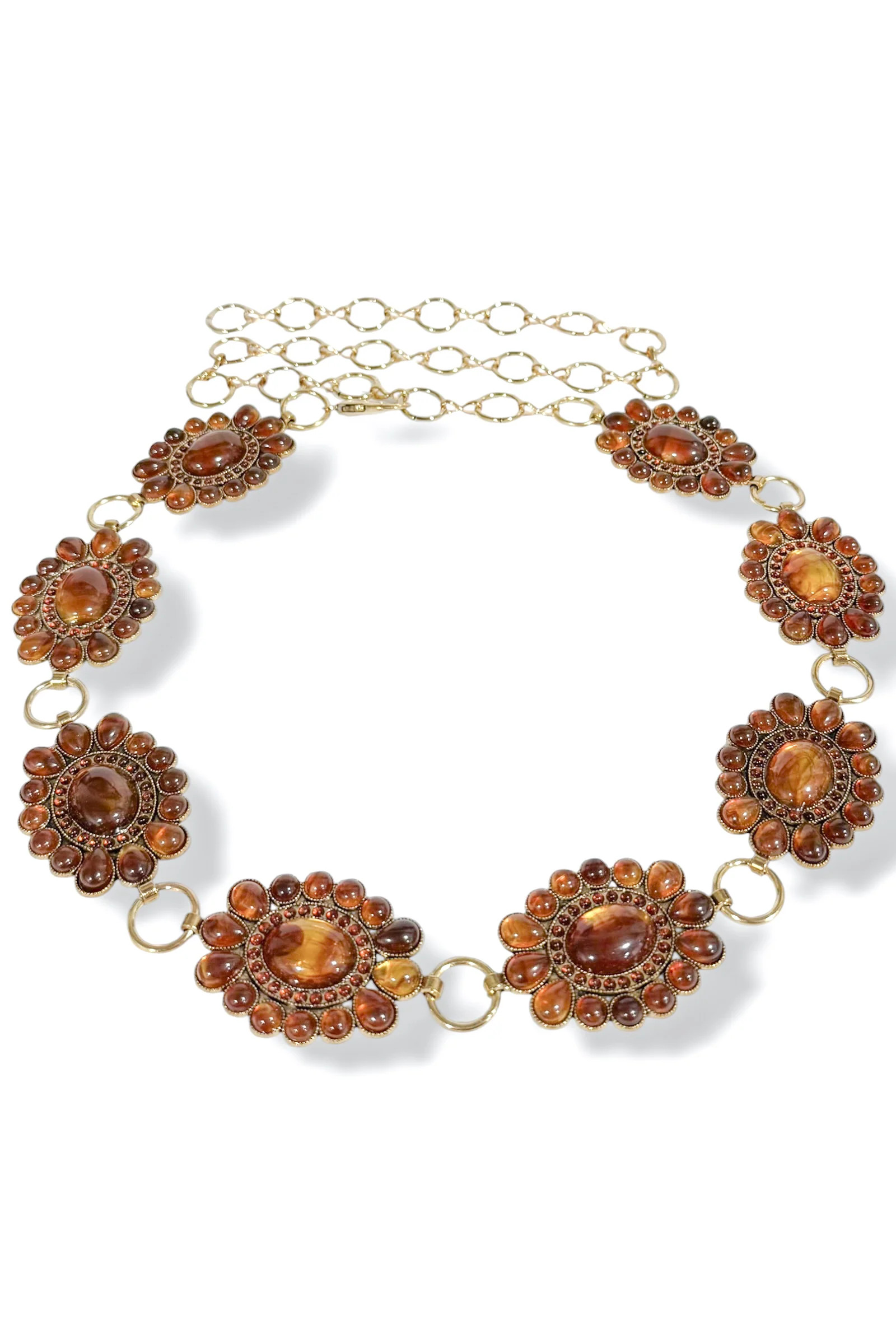 Stay With Me Brown and Gold Metal Concho Chain Belt Gold/Brown | The Willow Tree