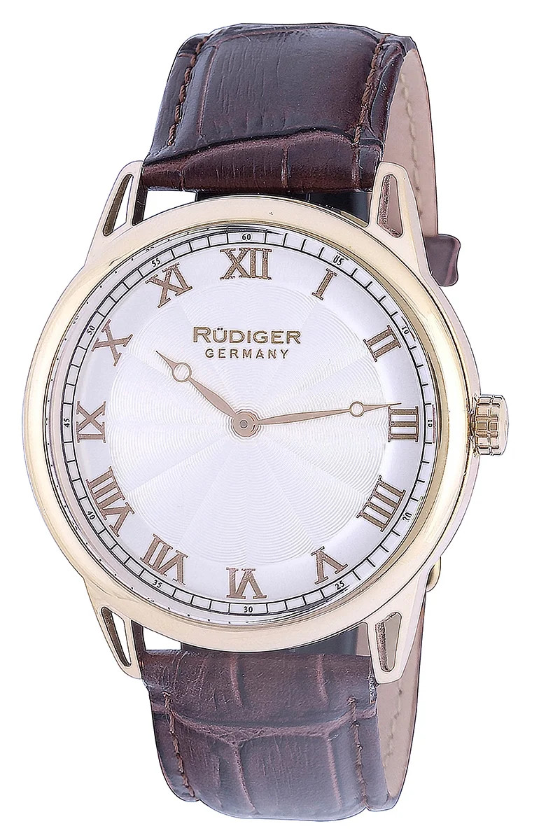 Men's R2800-02-001 Ulm Gold IP Roman Numbers Brown Leather Wristwatch | Walmart (US)