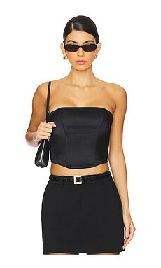 fleur du mal Silk Corset Top in Black from Revolve.com | Revolve Clothing (Global)