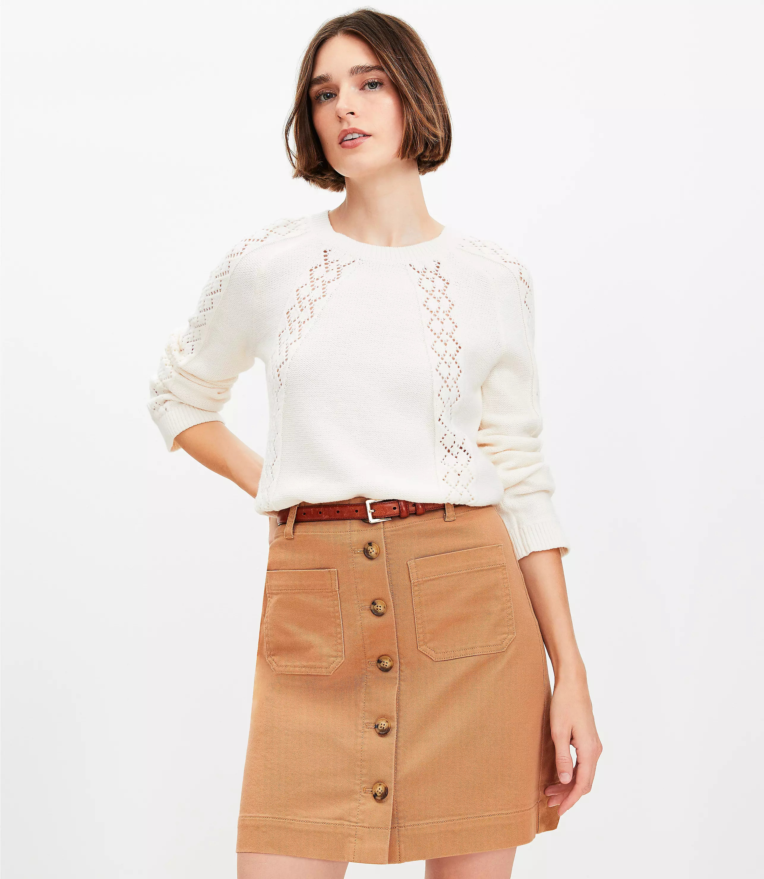 Button Mini Pocket Skirt | LOFT