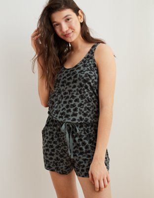Aerie Knit Leopard Twist Back Romper | American Eagle Outfitters (US & CA)