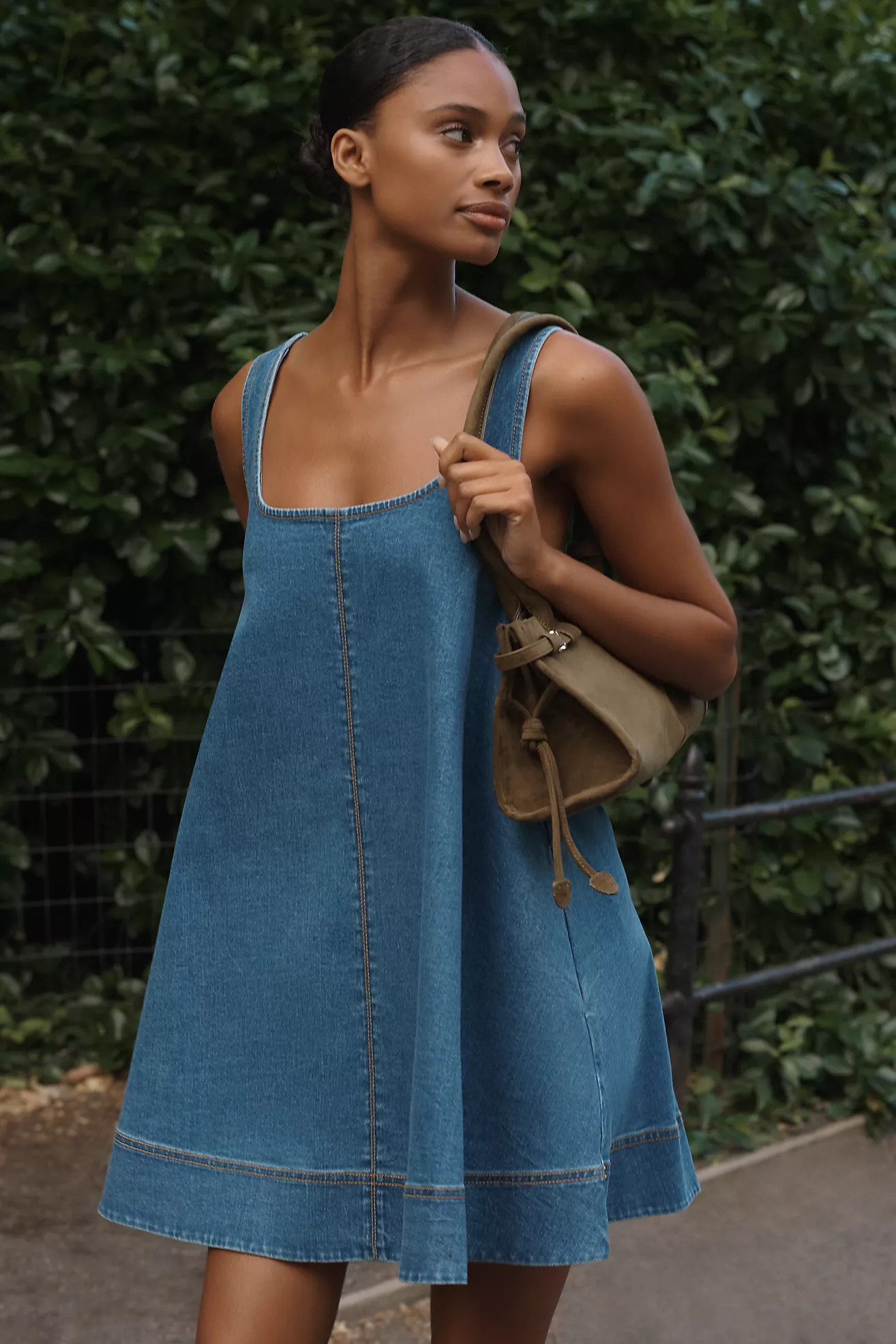 Maeve Keiko Denim Mini Dress | Anthropologie (US)