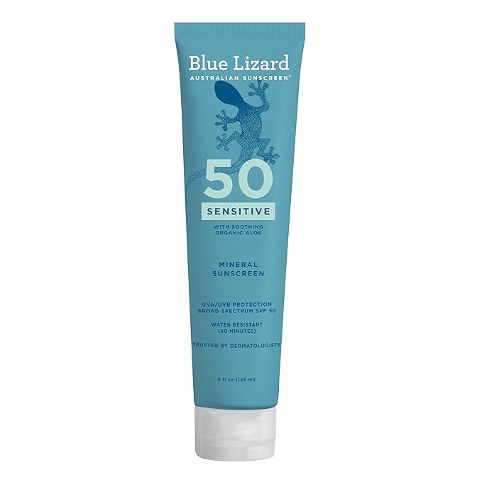Blue Lizard Sensitive Mineral SPF 50 Sunscreen Lotion, 100% Mineral Sunscreen, UVA/UVB Protection... | Amazon (US)