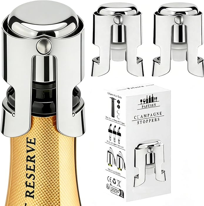 Champagne Stoppers for Bottles, Pafusen 2 Pack Champagne Sealer Stopper, Stainless Steel Champagn... | Amazon (US)