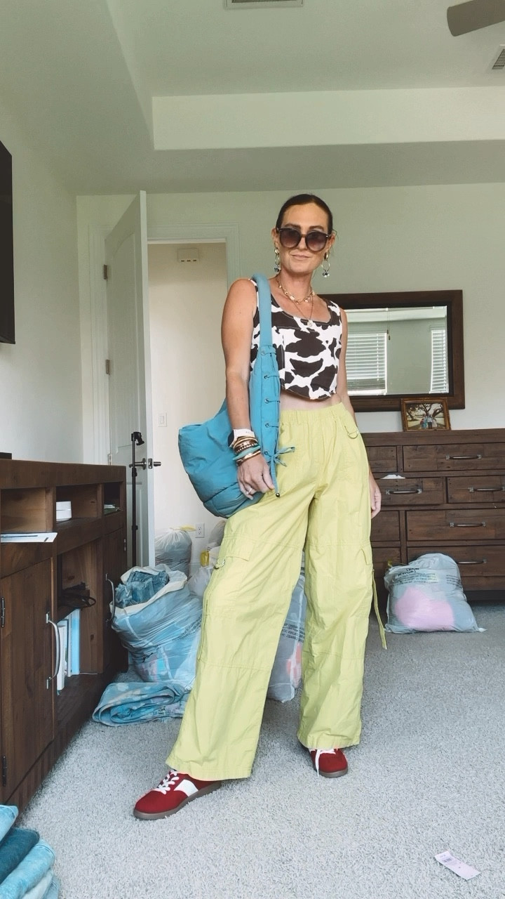 Pants are on sale for $22. Wearing a Medium! Shoes fit true to size and priced at $27, also on sale!!!!! Both are sooo freaking cute & come in other colors 🌈 I got the black shoes too! 

#LTKSaleAlert #LTKFindsUnder50 #LTKStyleTip