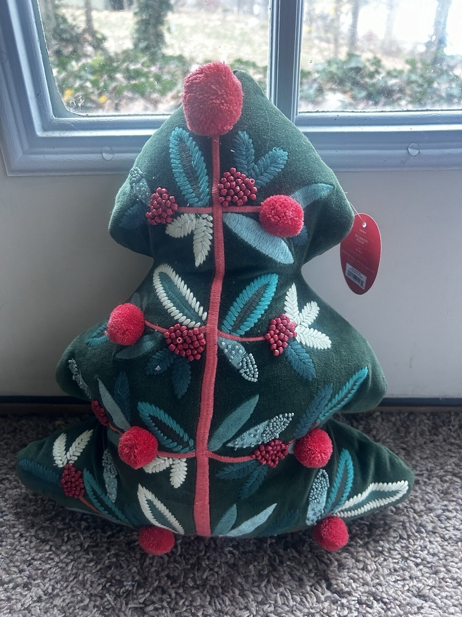 Opalhouse Embroidered Beaded Christmas Tree Pillow Jungalow Holiday  | eBay | eBay US