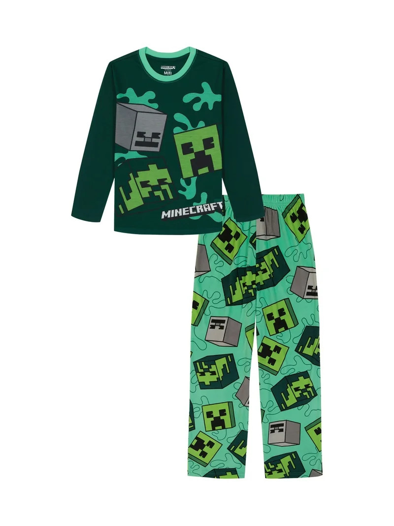 Minecraft Boys Long Sleeve Top and Pants Pajama Set, 2-Piece, Sizes 4-16 | Walmart (US)