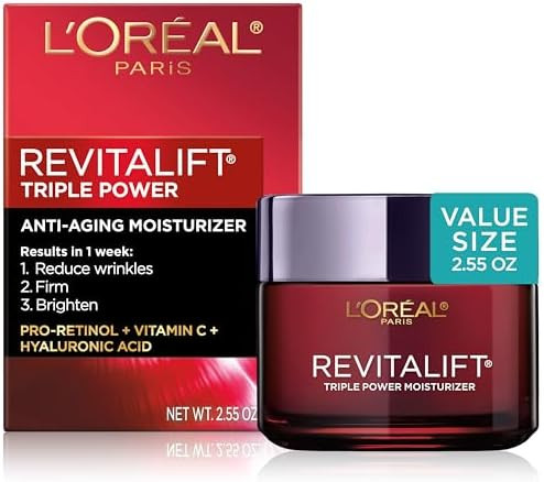 L'Oreal Paris Revitalift Triple Power Anti-Aging Face Moisturizer, Pro Retinol, Hyaluronic Acid &... | Amazon (US)