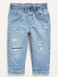 Unisex Loose Rip & Repair Elastic-Waist Jeans for Baby | Old Navy (US)