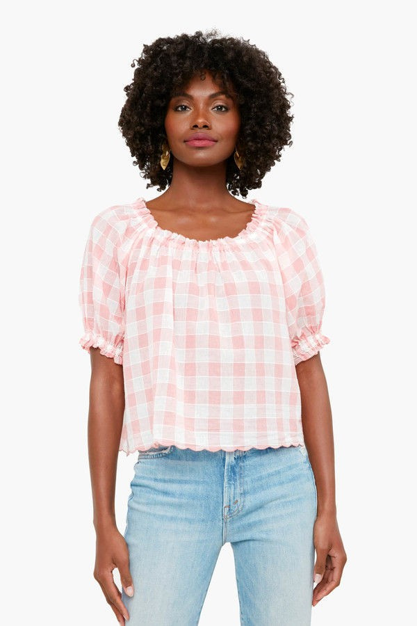 Pink With Cream Gingham Garland Top | Tuckernuck (US)