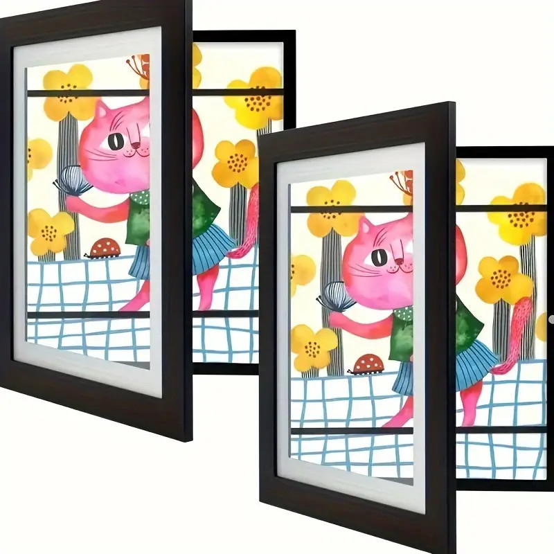 2-Piece Magnetic Flip Picture Frames With Tempered Glass - Wooden Display For Art, Paintings & Aw... | Temu Affiliate Program