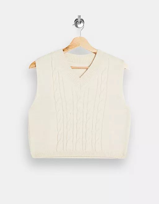 Topshop cable knit vest in cream | ASOS (Global)