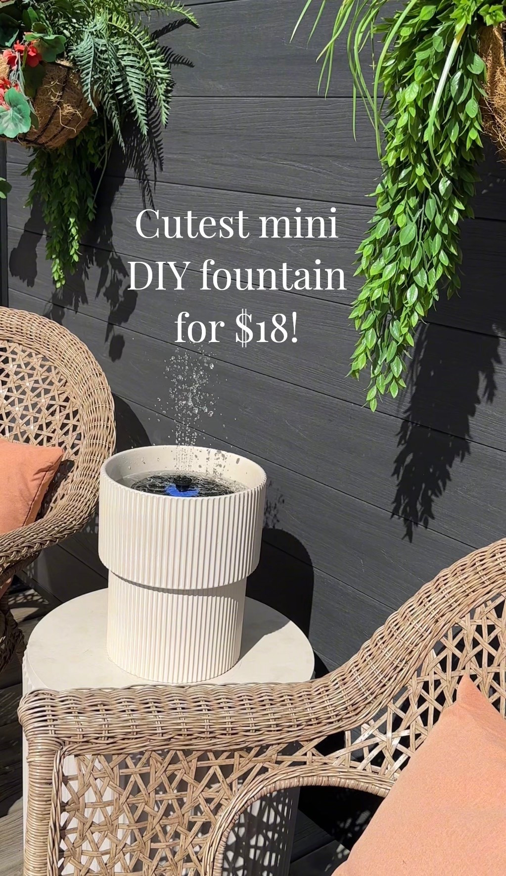 I found this little $18 solar fountain and thought it would be SO cute tucked into a planter on the patio. It works SO if I close my eyes I can pretend I’m on the beach listening to the waves lol 🫶🏼☀️🌊