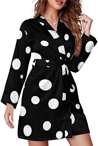White Black Polka Dot Women Pajama Bathrobe SleepwearKnee Funny Shawl Gift | Amazon (US)