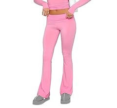 Goafuliy Flare Leggings, Low Rise Bootcut Wide Leg Foldover Yoga Pants Lounge Y2k Bell Bottom Leg... | Amazon (US)