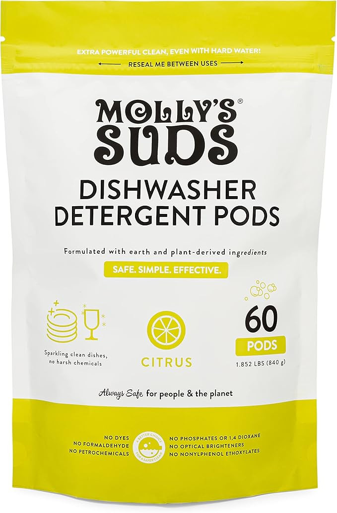 Amazon.com: Molly's Suds Dishwasher Pods | Natural Dishwasher Detergent, Cuts Grease & Rinses Cle... | Amazon (US)