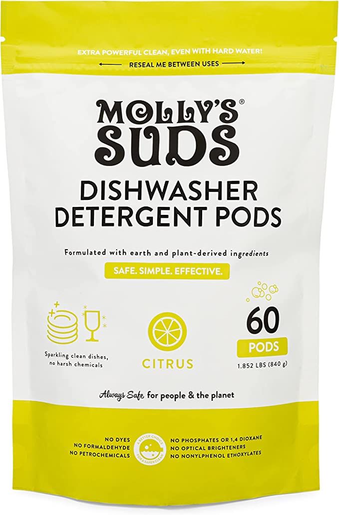 Molly's Suds Dishwasher Pods | Natural Dishwasher Detergent, Cuts Grease & Rinses Clean (Residue-... | Amazon (US)