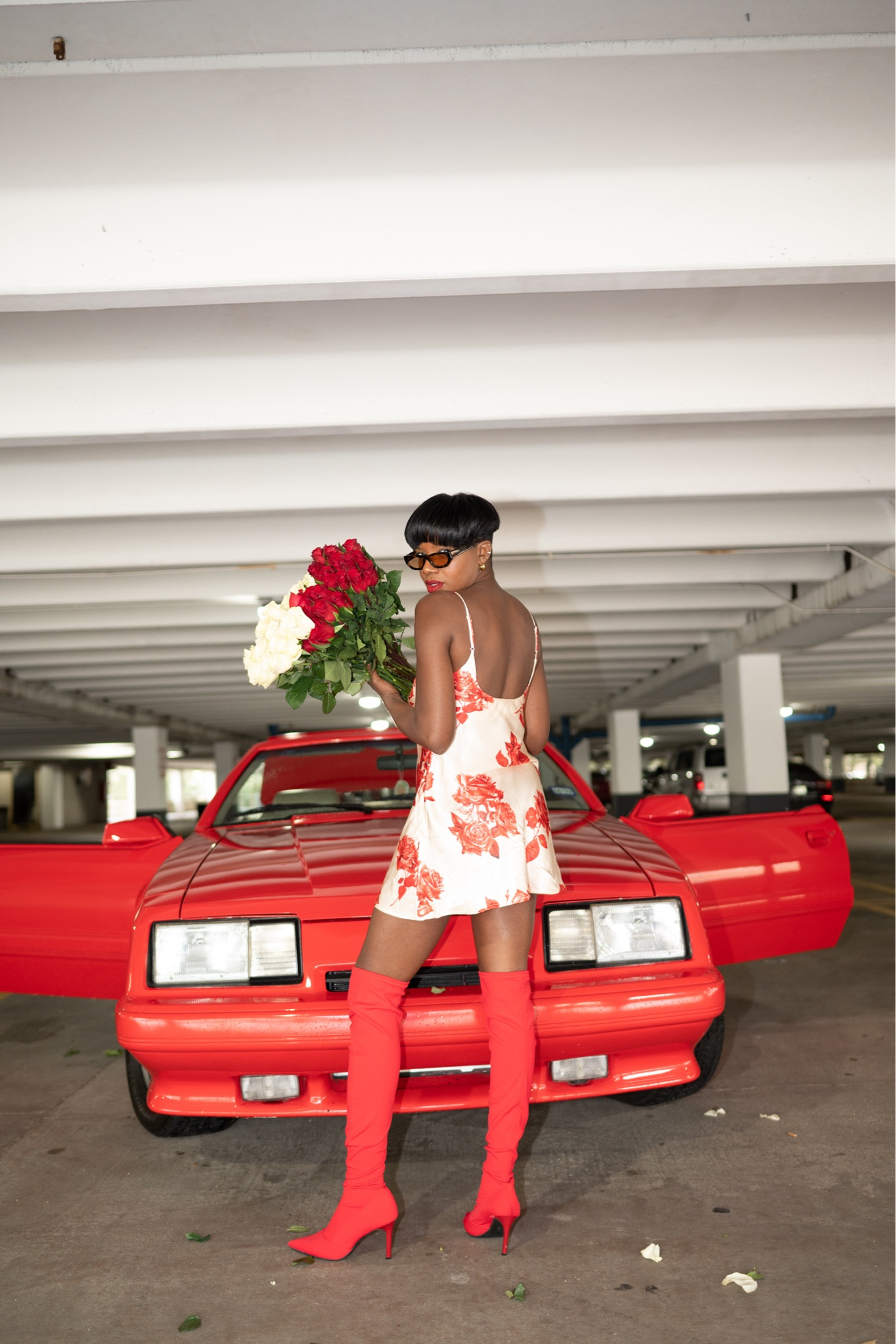 White and red rosé floral print dress with red over the knee boots. I’m wearing a small  

#LTKshoecrush #LTKbeauty #LTKstyletip