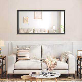 Black 60.00 in. W x 30.00 in. H Modern Rectangle Aluminium Framed Wall Mirror | The Home Depot
