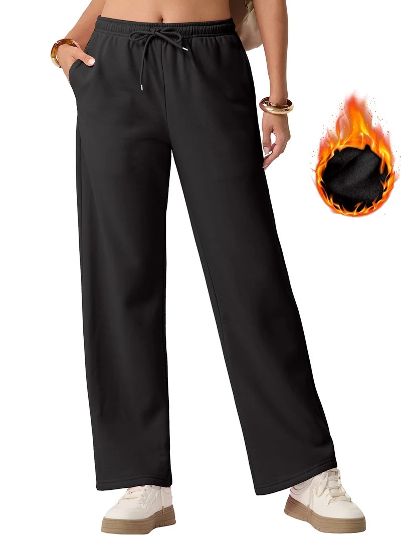 Cueply Sweatpants Women Fleece Lined Fall Winter Straight Leg Lounge Pants Joggers with Pockets | Walmart (US)