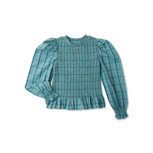 Wonder Nation Girls Smocked Plaid Woven Top, Sizes 4-18 & Plus - Walmart.com | Walmart (US)