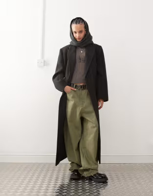 Weekday Logan wool blend oversized double breasted coat in black check | ASOS | ASOS (Global)