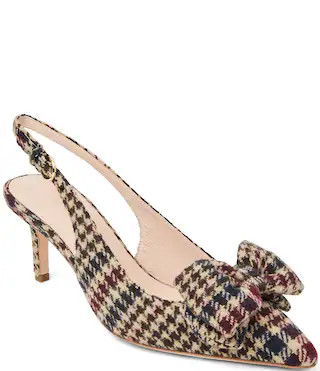 Jack Rogers McClean Bow Slingback Houndstooth Kitten Heel Dress Pumps | Dillard's | Dillard's