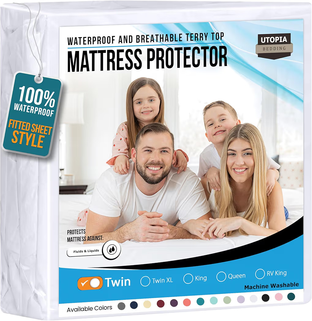 Utopia Bedding Waterproof Mattress Protector Twin Size, Premium 200 GSM Terry Mattress Cover, Sof... | Amazon (US)