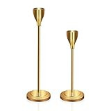 GiveU Gold Taper 2 Pack Wedding & Dinning Table Centerpieces Decorative Brass Candlestick Holder, Me | Amazon (US)