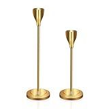 GiveU Gold Taper 2 Pack Wedding & Dinning Table Centerpieces Decorative Brass Candlestick Holder, Me | Amazon (US)