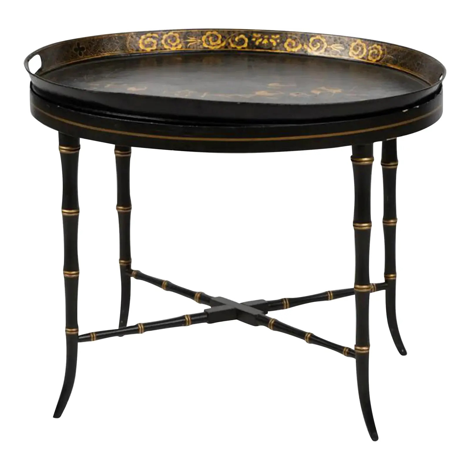 19th Century English Tole Tray Table | Chairish