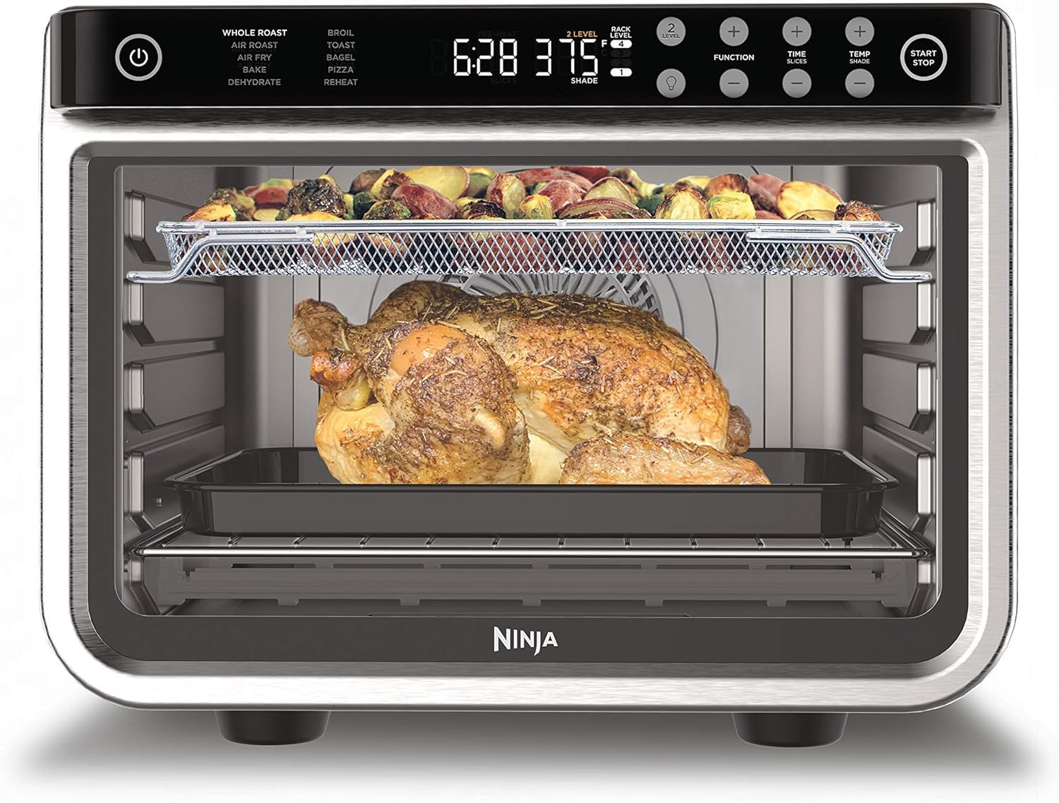 Ninja DT201 Foodi 10-in-1 XL Pro Air Fry Digital Countertop Convection Toaster Oven with Dehydrate and Reheat, 1800 Watts, Stainless Steel Finish, Silver | Amazon (US)