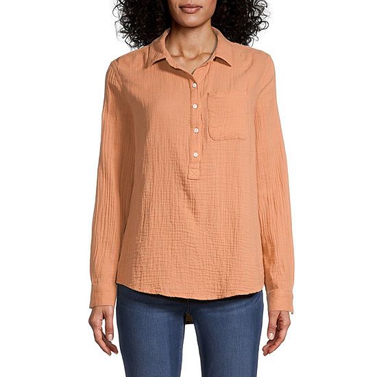 a.n.a Womens Long Sleeve Regular Fit Button-Down Shirt | JCPenney