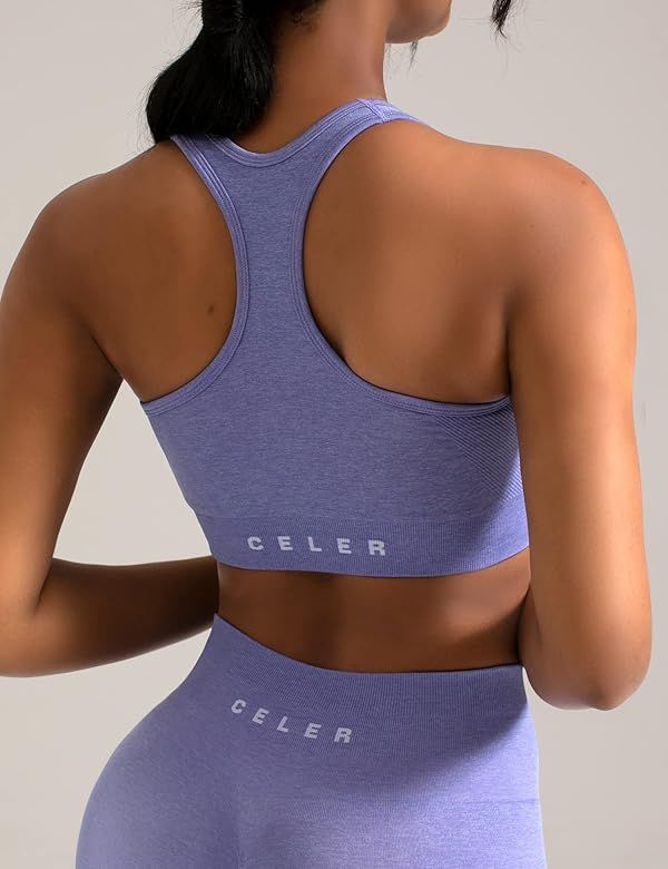 CELER Sports Bras for Women Racerback Chemistry Seamless Workout Yoga Gym Fitness Bra with Removable | Amazon (US)